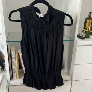 Frame Black Mockneck Ruffle Top sz S